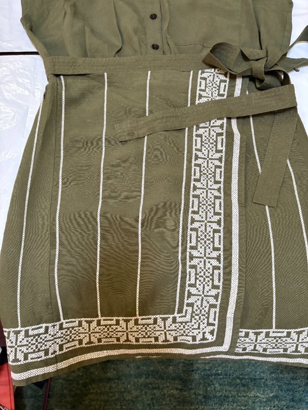 Banana Republic Embroidered Tencel™-Linen Wrap Dress Sz S - Picture 9 of 12